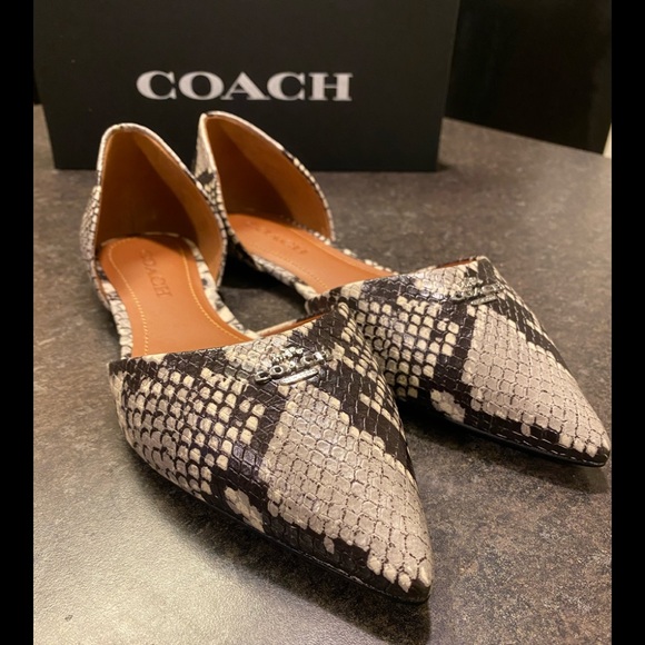 NIB Coach Pointed Toe Animal Embossed SlipOn Flats